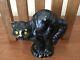 Vintage Paper Mache Pulp Halloween Arched Back Black Cat With Yellow Eyes B