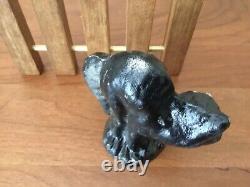 VINTAGE PAPER MACHE Pulp Halloween Arched Back Black Cat With Yellow Eyes B