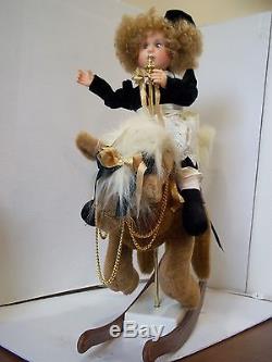 VINTAGE-RARE- SANTAS BEST LITTLE GIRL ON ROCKING HORSE MOTIONETTE Large Display