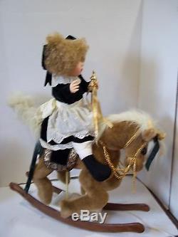 VINTAGE-RARE- SANTAS BEST LITTLE GIRL ON ROCKING HORSE MOTIONETTE Large Display