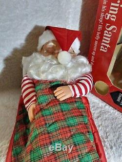 VINTAGE SNORING SANTA Sleeping 16 BATTERY OPERATED BOX Christmas Loud Northpole