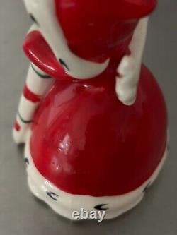 VNTG 1950 Napco Ceramic Christmas Bell Angel Grey Hair Candy Cane 3BX2239