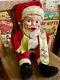 Vtg 1950's Gund Rubber Faced Santa Plush Laughing (wind Up) With Tags & Ribbon 16