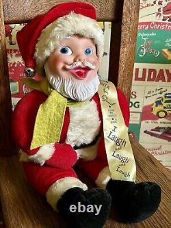 VTG 1950's GUND RUBBER FACED SANTA PLUSH LAUGHING (WIND UP) With TAGS & RIBBON 16