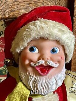 VTG 1950's GUND RUBBER FACED SANTA PLUSH LAUGHING (WIND UP) With TAGS & RIBBON 16