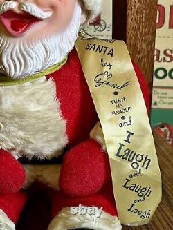 VTG 1950's GUND RUBBER FACED SANTA PLUSH LAUGHING (WIND UP) With TAGS & RIBBON 16