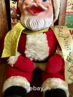 VTG 1950's GUND RUBBER FACED SANTA PLUSH LAUGHING (WIND UP) With TAGS & RIBBON 16