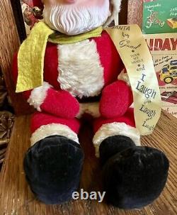 VTG 1950's GUND RUBBER FACED SANTA PLUSH LAUGHING (WIND UP) With TAGS & RIBBON 16