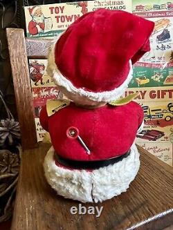 VTG 1950's GUND RUBBER FACED SANTA PLUSH LAUGHING (WIND UP) With TAGS & RIBBON 16