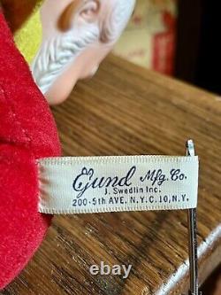 VTG 1950's GUND RUBBER FACED SANTA PLUSH LAUGHING (WIND UP) With TAGS & RIBBON 16