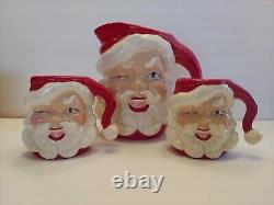 VTG 1950s 60s 7 in WINKING SANTA PITCHER 2 MUGS / CUPS Christmas Hot Cocoa Set
