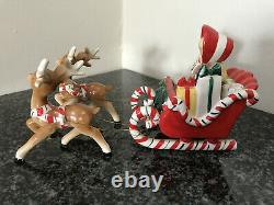 VTG 1956 Lefteris Exclusives Ceramic Christmas Figurines Girl Sleigh Deer Japan