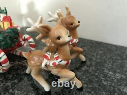 VTG 1956 Lefteris Exclusives Ceramic Christmas Figurines Girl Sleigh Deer Japan