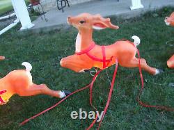 VTG 1970s EMPIRE LARGE SANTA & SLEIGH WithTOYS NOEL LIGHTED BLOW MOLD /3 REINDEER