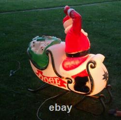 VTG 1970s EMPIRE LARGE SANTA & SLEIGH WithTOYS NOEL LIGHTED BLOW MOLD /3 REINDEER