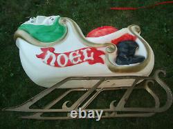 VTG 1970s EMPIRE LARGE SANTA & SLEIGH WithTOYS NOEL LIGHTED BLOW MOLD /3 REINDEER