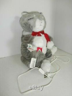 VTG 1986 Telco Motion-ette Animated Christmas Striped Cat Plush 15''Tall WithTag