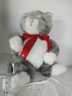 VTG 1986 Telco Motion-ette Animated Christmas Striped Cat Plush 15''Tall WithTag