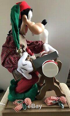 VTG 1996 Santas Best Disney Animated 22 Goofy Sawing Candy Cane Holiday Works