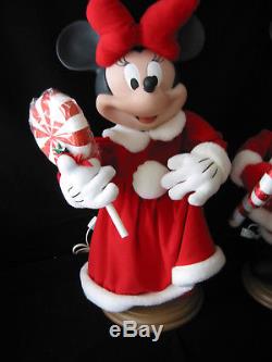 VTG Animated Electric Santa's Best MINNIE & MICKEY MOUSE Christmas Figurine Set