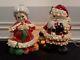 Vtg Atlantic Mold Winking Santa & Mrs Claus Lamps Christmas Hand Painted Ceramic
