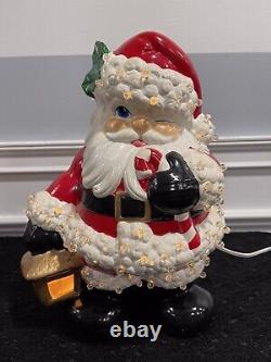 VTG Atlantic Mold Winking Santa & MrS Claus LAMPS Christmas Hand Painted Ceramic