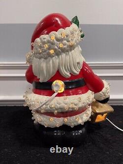 VTG Atlantic Mold Winking Santa & MrS Claus LAMPS Christmas Hand Painted Ceramic