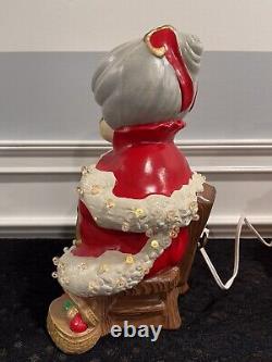 VTG Atlantic Mold Winking Santa & MrS Claus LAMPS Christmas Hand Painted Ceramic