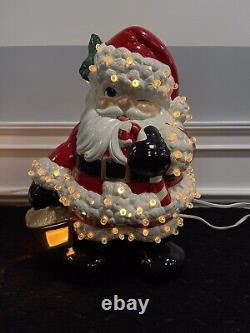 VTG Atlantic Mold Winking Santa & MrS Claus LAMPS Christmas Hand Painted Ceramic