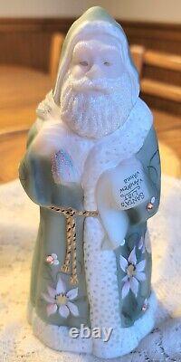 VTG Fenton Bejeweled Santa. Christmas. Handpainted. Powell. #107. Winter. EUC