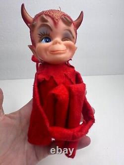 VTG Kamar Devil Knee Hugger Rubber Face Winking Doll Pixie Red Plush