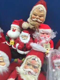 VTG LOT 15 Xmas Santa Claus Dolls Richs Coca Cola Rubber Face Christmas Used