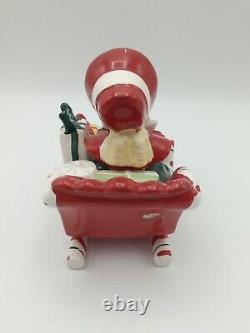 VTG Lefton 1956 Christmas Girl Candy Cane Sleigh Reindeer Ceramic Figurines IOB