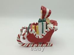 VTG Lefton 1956 Christmas Girl Candy Cane Sleigh Reindeer Ceramic Figurines IOB