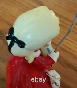 VTG NAPCO Christmas Spaghetti Girl With Parasol and Presents Figurine 1956EUC