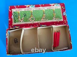 VTG Noel PIXIE Christmas Candle Holders Letters Figurines Japan Candy Cane Box