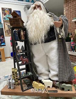 VTG OLD HUGE 32 SANTA WITH NOAH'S ARK UNIQUE HANDCRAFTED GREAT DETAILS 18 Lbs