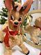 Vtg Roko Rubber Face Rudolph The Reindeer Original Bow & Bells 1950's