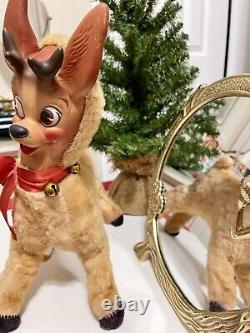 VTG ROKO Rubber Face Rudolph The Reindeer Original Bow & Bells 1950's