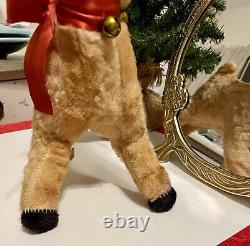 VTG ROKO Rubber Face Rudolph The Reindeer Original Bow & Bells 1950's