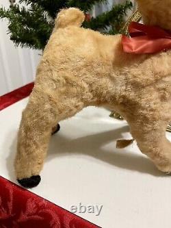 VTG ROKO Rubber Face Rudolph The Reindeer Original Bow & Bells 1950's