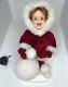 Vtg Santa's Best Animated Snow Baby Girl Doll Christmas Figurine Snow Ball 18