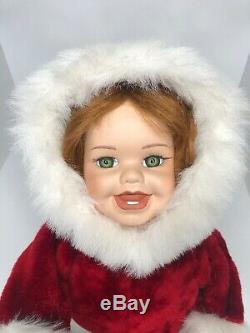 VTG Santa's Best Animated Snow Baby Girl Doll Christmas Figurine Snow Ball 18