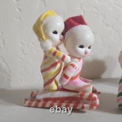 VTG Snow Baby Candy Striped Christmas Pixie Elf Vinyl Rubber Japan Green/Yellow