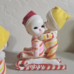 VTG Snow Baby Candy Striped Christmas Pixie Elf Vinyl Rubber Japan Green/Yellow