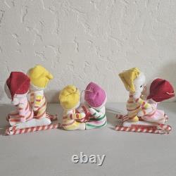 VTG Snow Baby Candy Striped Christmas Pixie Elf Vinyl Rubber Japan Green/Yellow