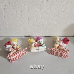 VTG Snow Baby Candy Striped Christmas Pixie Elf Vinyl Rubber Japan Green/Yellow