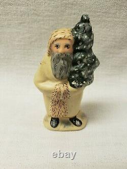 Vaillancourt Chalkware Mini White Father Christmas with a Tree #304 Signed