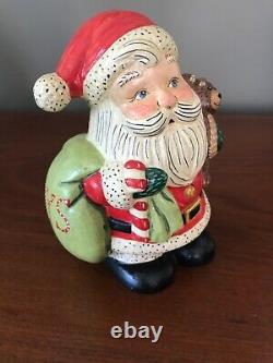 Vaillancourt Folk Art American Santa with Teddy & Bag of Toys, Issued 2010, #158