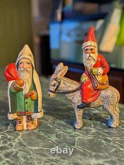 Vaillancourt Folk Art Father Christmas santa figurine set chalkware